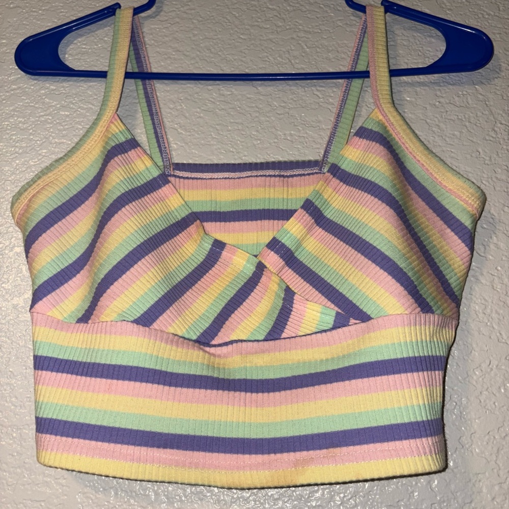 SHEIN Pastel Striped Crop Top